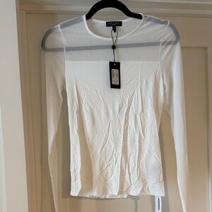 Rag & Bone White Sheer Panel Long Sleeve Top